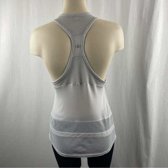 Alo Yoga Ella Mesh-Panel Sport Tank, Vapor Gray S - Picture 4 of 9